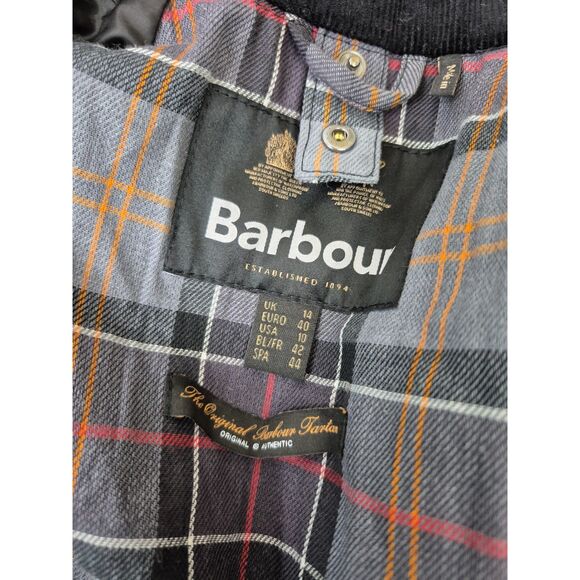 Barbour Women's Black Beadnell Water Resistant Waxed Cotton Wax Jacket Size 10 - Picture 7 of 7
